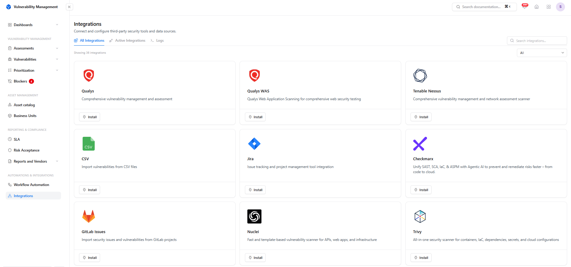 Integrations in Snapsec VM