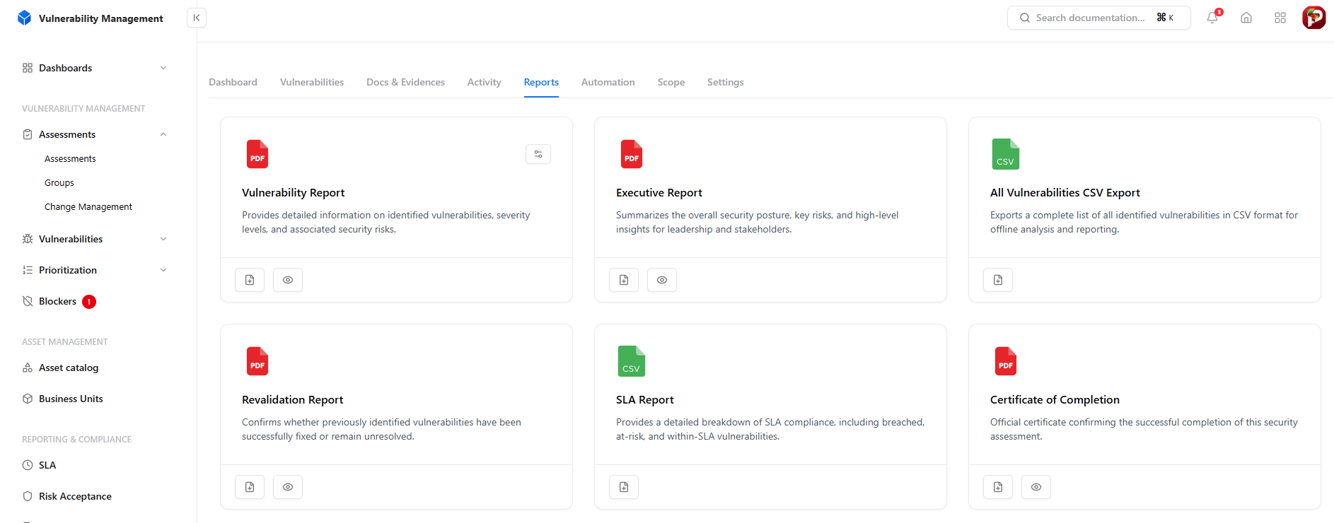 Reports in Snapsec VM